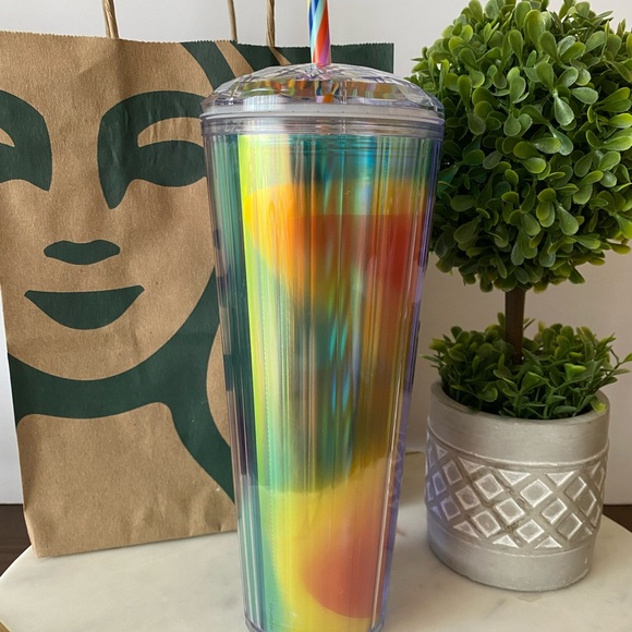 starbucks rainbow glass